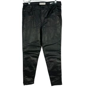 Social Standard Womens Ankle Skinny Black Coated Pants Size 8